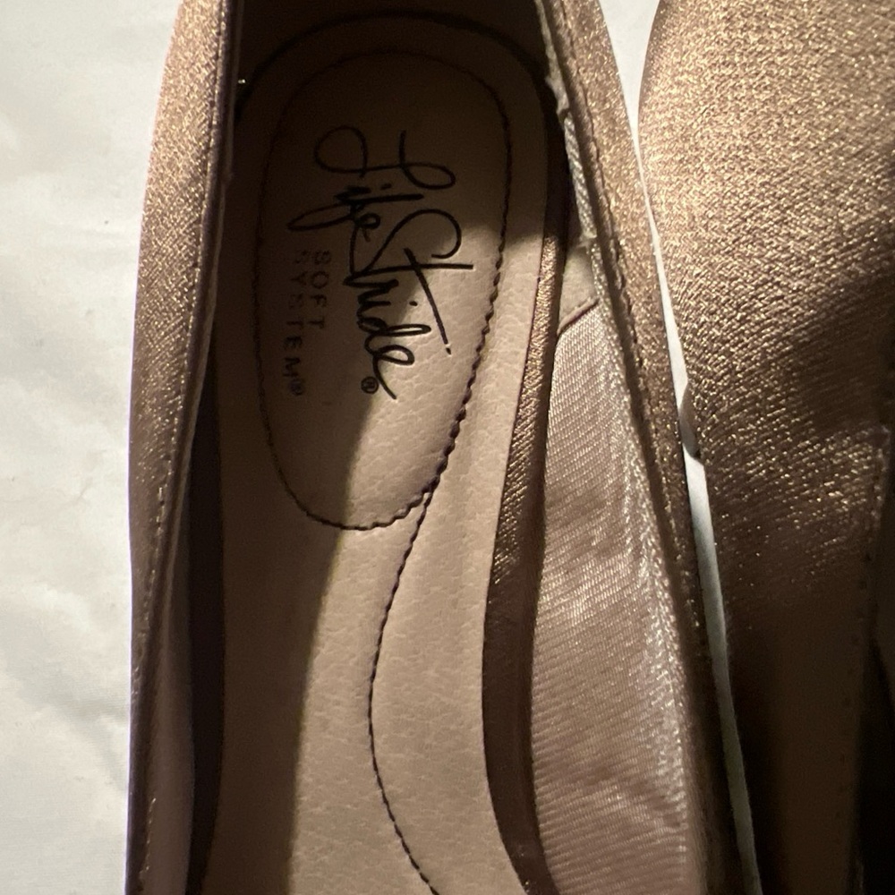 Life Stride Bronze Metallic Jeweled Toe Pumps - Picture 6 of 6